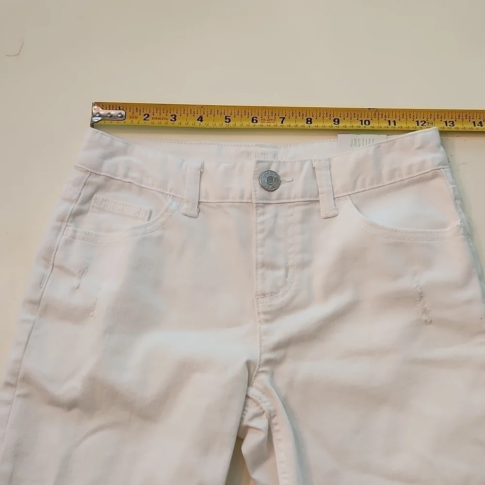 Justice girlfriend high waisted white shorts 12 with distressing new with tags